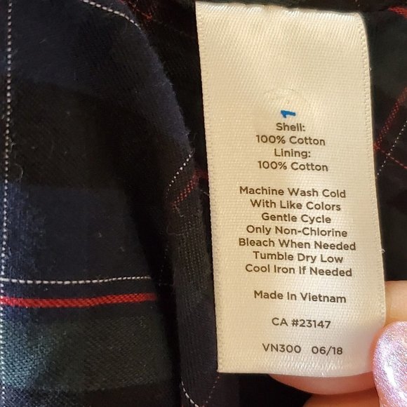 Talbots Red Barn Chore Cape Jacket Black Corduroy Collar‎ Petite Large Plaid - Picture 12 of 12